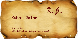 Kabai Jolán névjegykártya